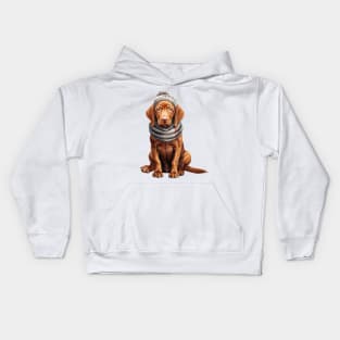 Winter Vizsla Dog Kids Hoodie